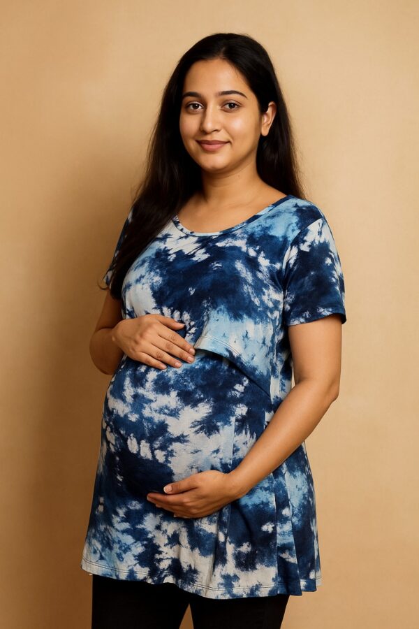 Tie-Dye Cotton Maternity Dress for Expecting Moms
